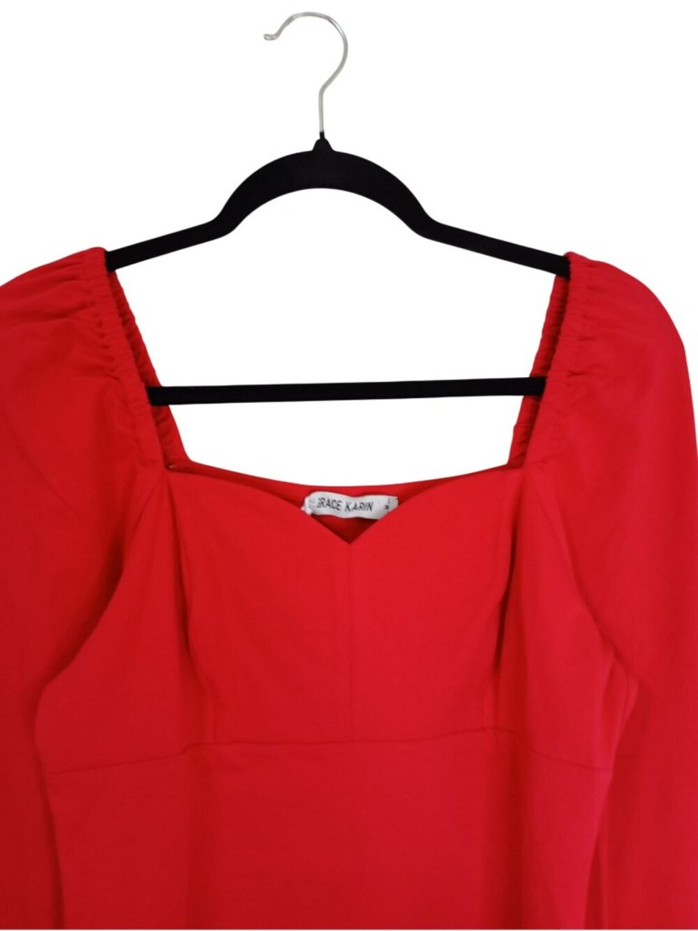 NWT Grace Karin Womens Red Long-Sleeve Square Neck Blouse Size M - Picture 4 of 11